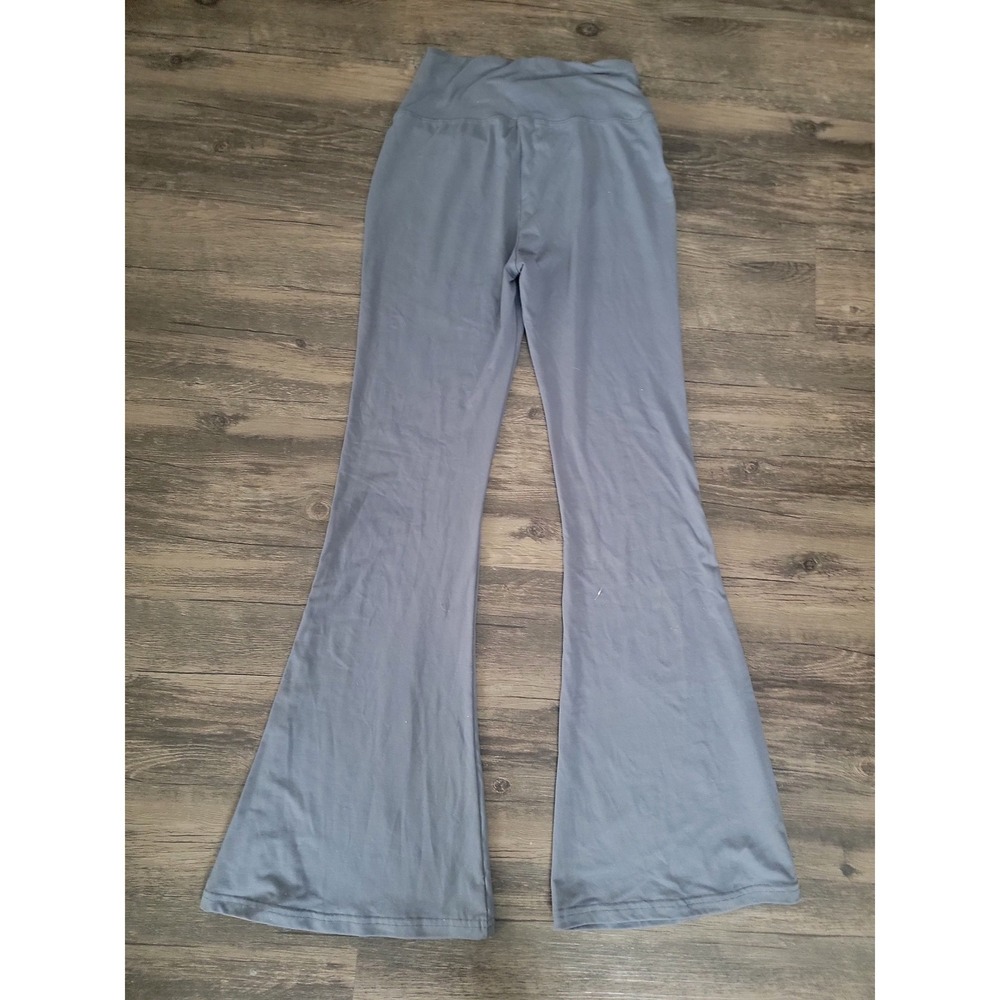 Unbranded Women Gray Crossover Waist Flare Yoga Pants Bell Bottom Leggings S - Picture 2 of 5